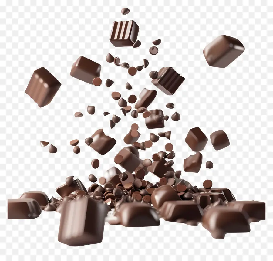 Deliziosi pezzi e gocce di cioccolato