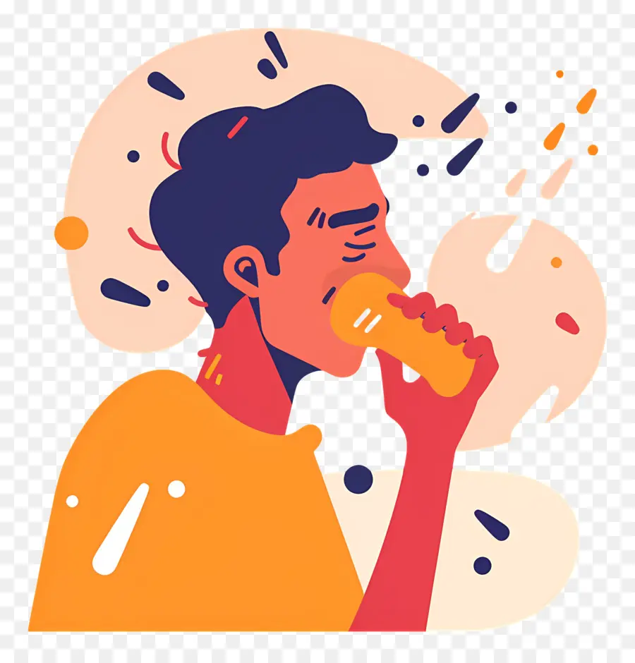 Illustrazione dell'uomo che mangia uno spuntino