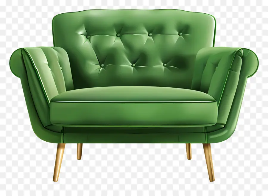 Green Armchair with Yellow Cushion