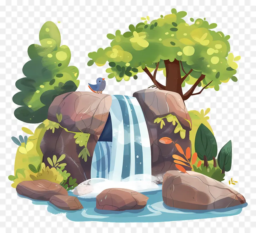 Cartoon-Wasserfall in der Natur