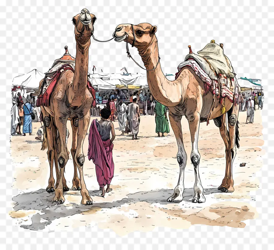 Camels in a Desert Market