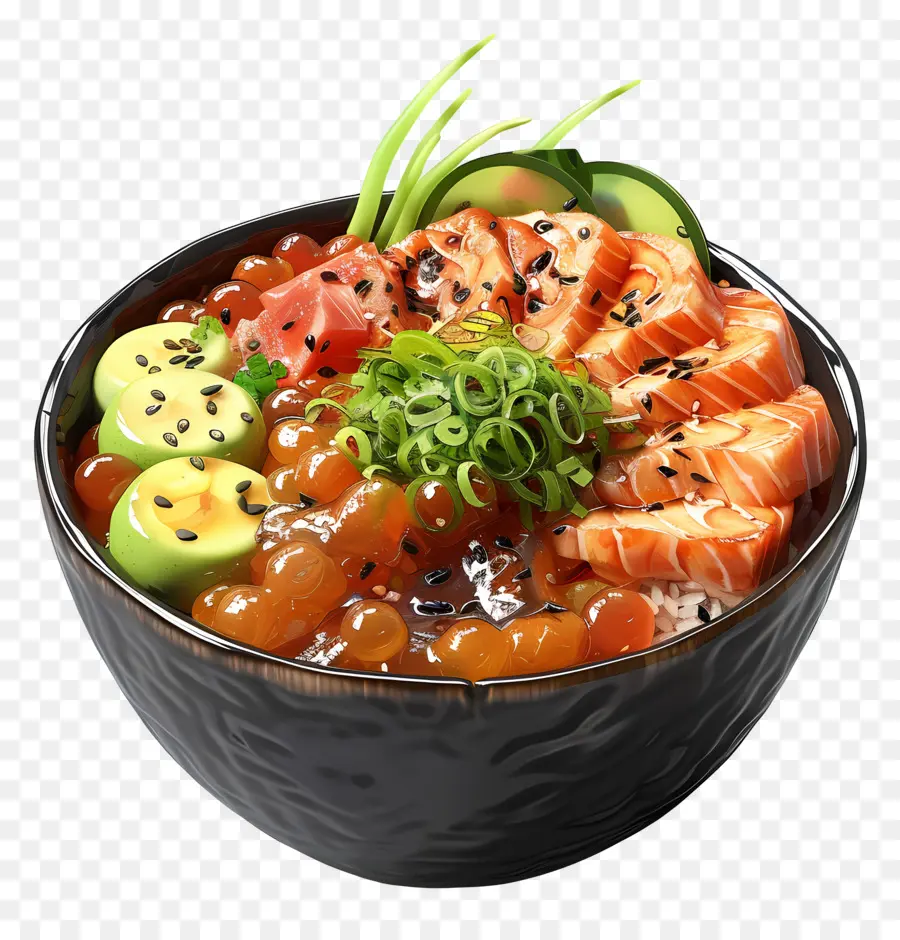 Bát sushi tươi với cá hồi và bơ