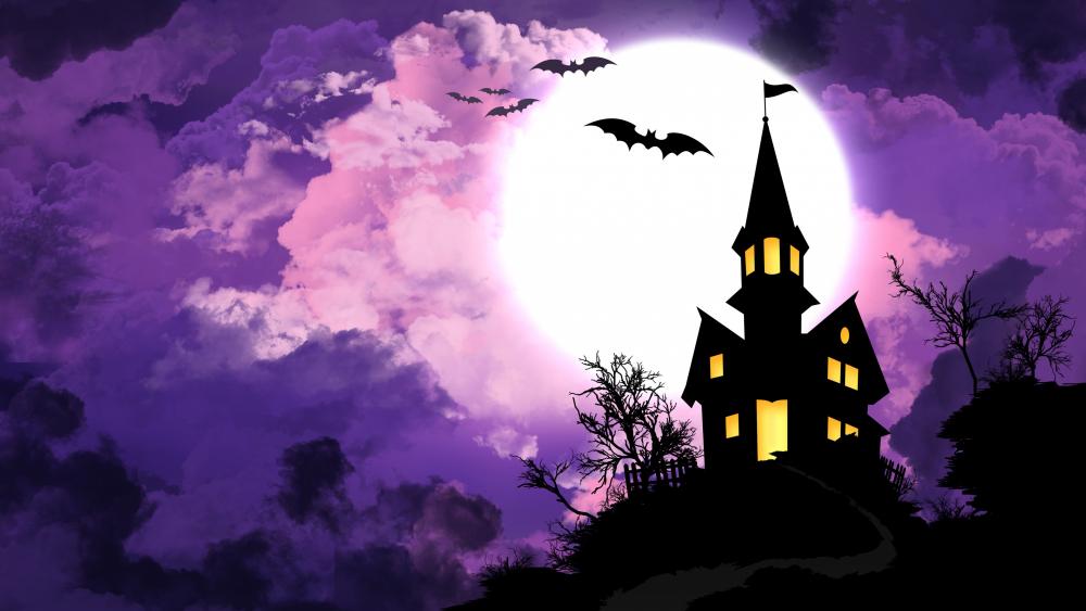 Scary ghost castle wallpaper