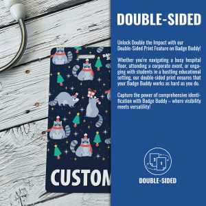 Customizable Badge Buddy - Christmas Series - Jolly Raccoon - ID Backer Card - Image 4