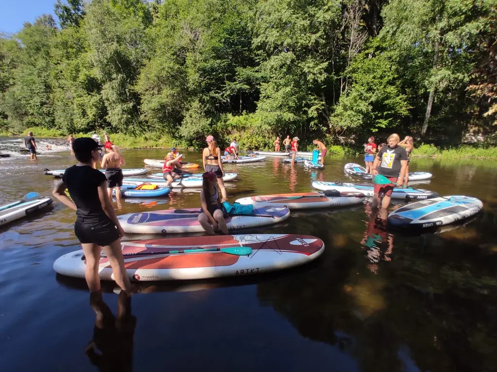 Boards you SUP and Kayak expedition in the Abava River summer