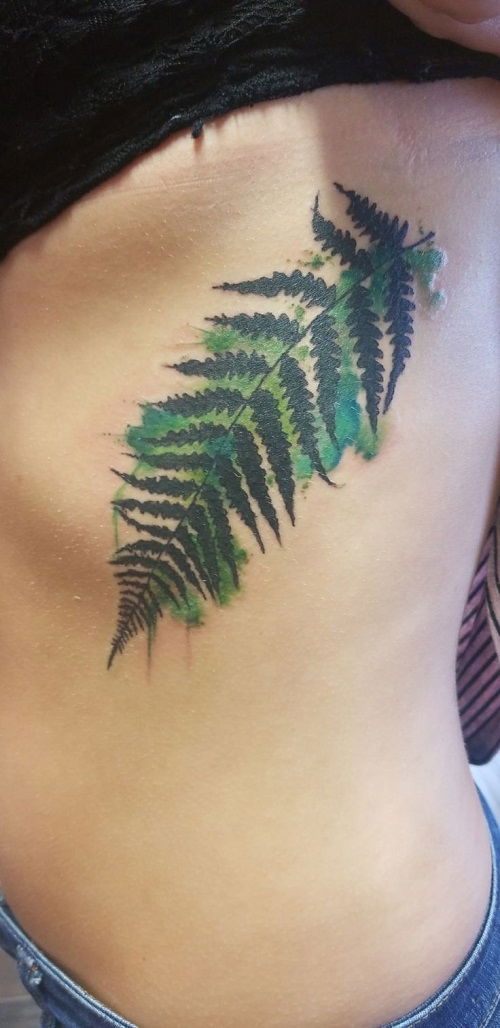 Dark Fern Side Body Art tattoo