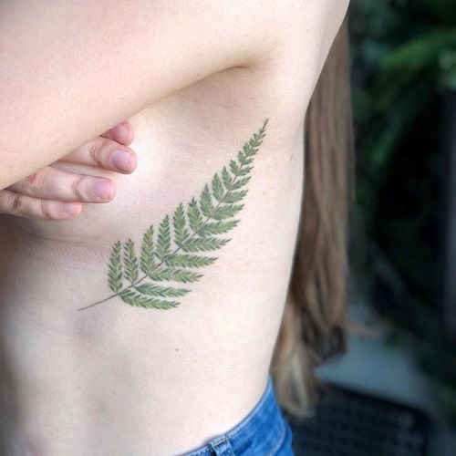 Light and Dark Green Fern Tattoo 