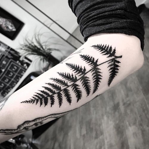 Dark Fern on the Arm tattoo