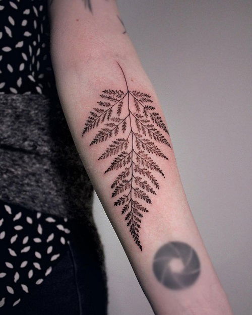 Delicate Forearm Fern Piece tattoo