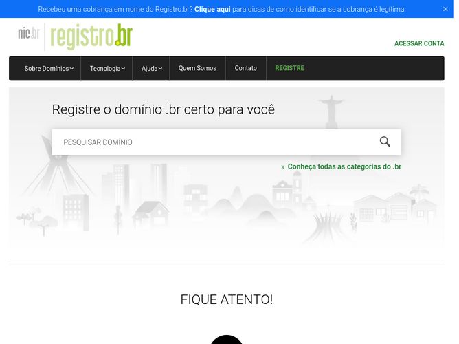 The website screenshot for https://registro.br/
