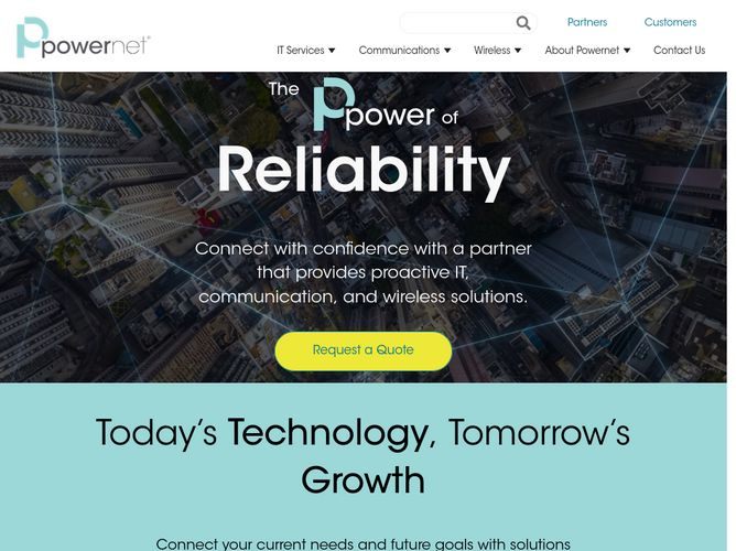 The website screenshot for http://powernetco.com