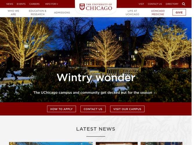 The website screenshot for http://www.uchicago.edu