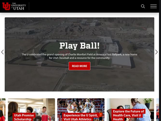 The website screenshot for http://utah.edu