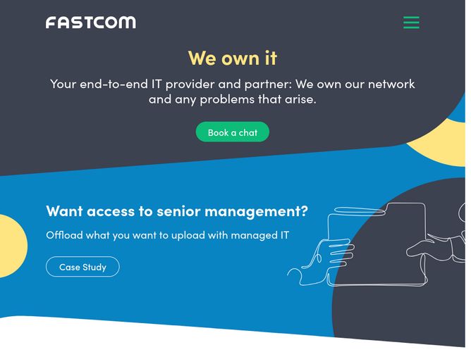The website screenshot for https://www.fastcom.co.nz