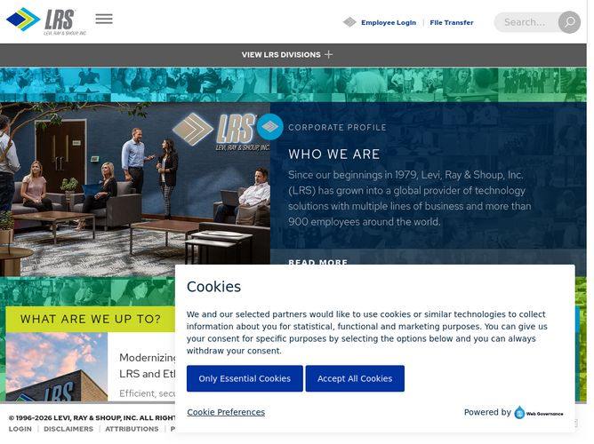 The website screenshot for http://lrs.com