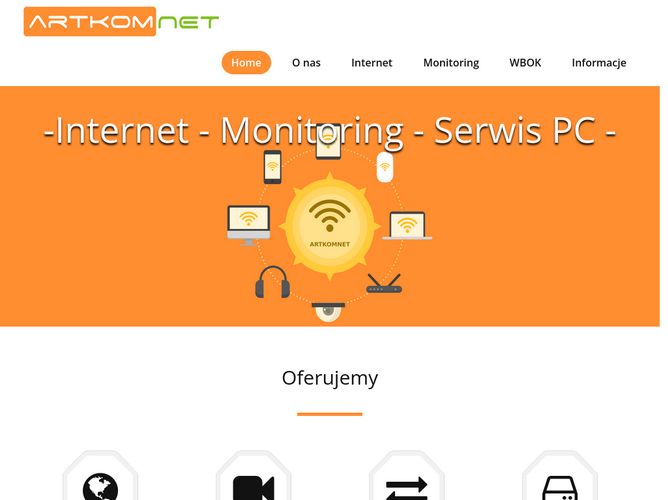 The website screenshot for http://www.artkomnet.pl