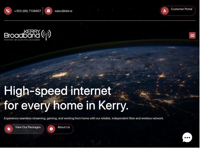 The website screenshot for http://www.kerrybroadband.ie