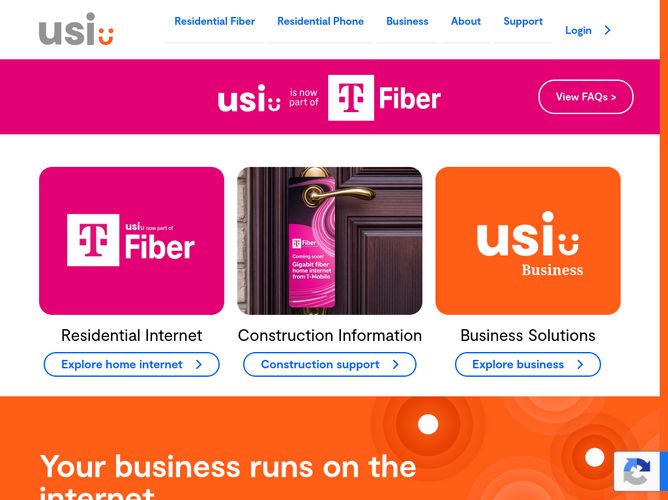 The website screenshot for http://www.usinternet.com
