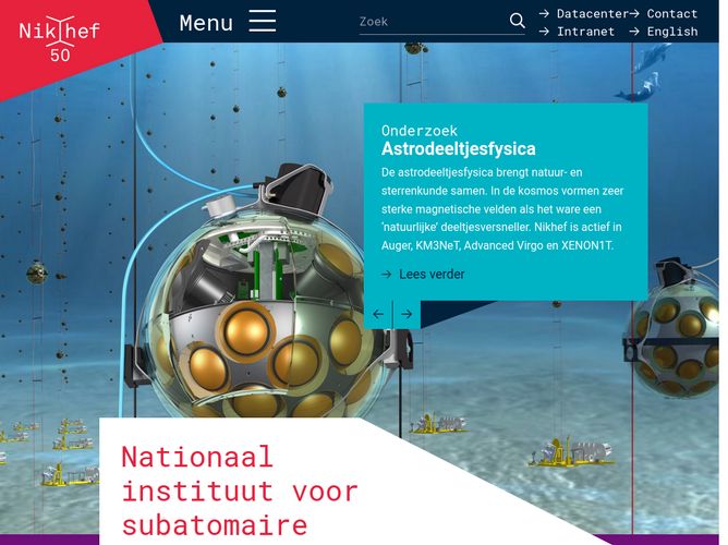 The website screenshot for https://www.nikhef.nl/