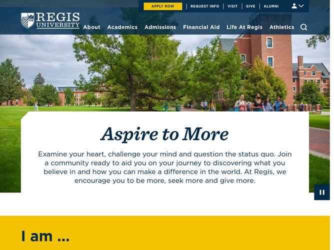 The website screenshot for http://regis.edu