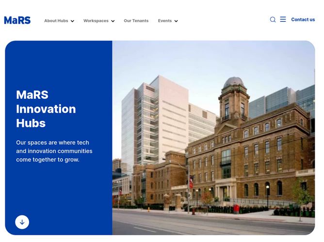 The website screenshot for https://hubs.marsdd.com/