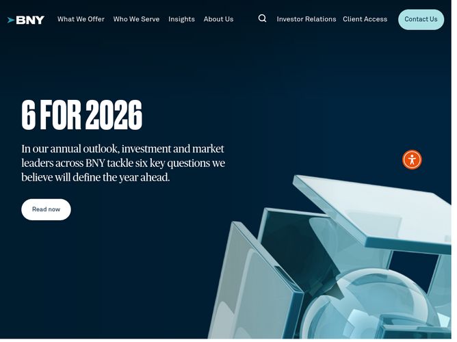 The website screenshot for http://bnymellon.com