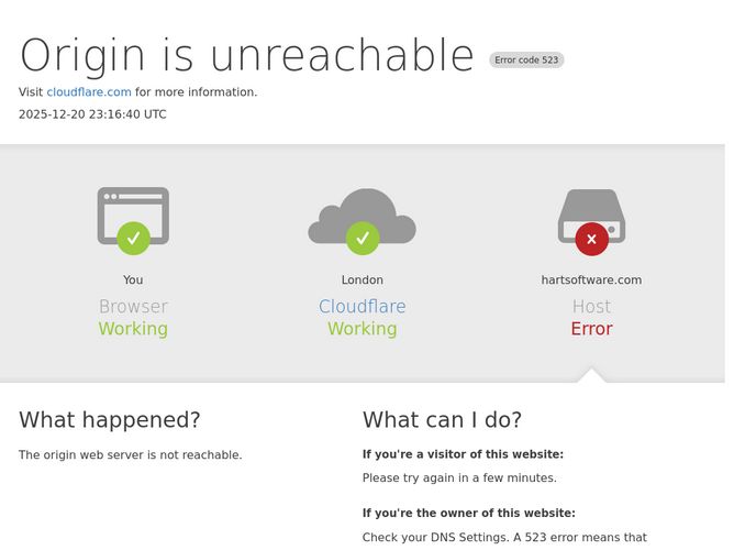 The website screenshot for http://hartsoftware.com