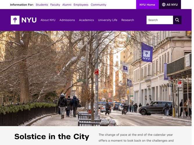 The website screenshot for https://www.nyu.edu
