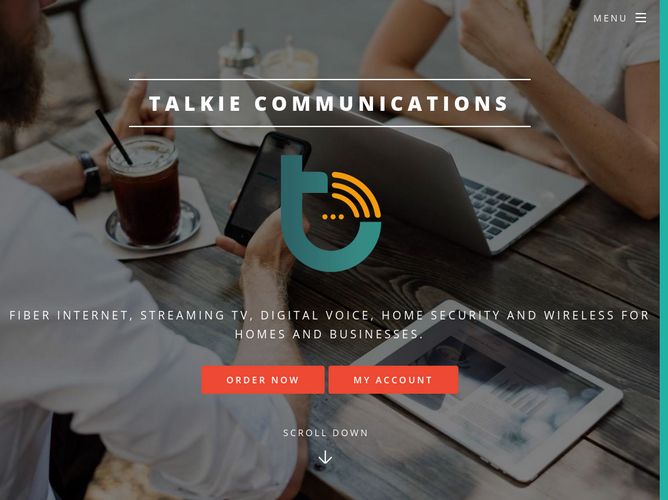 The website screenshot for http://TalkieFiber.com