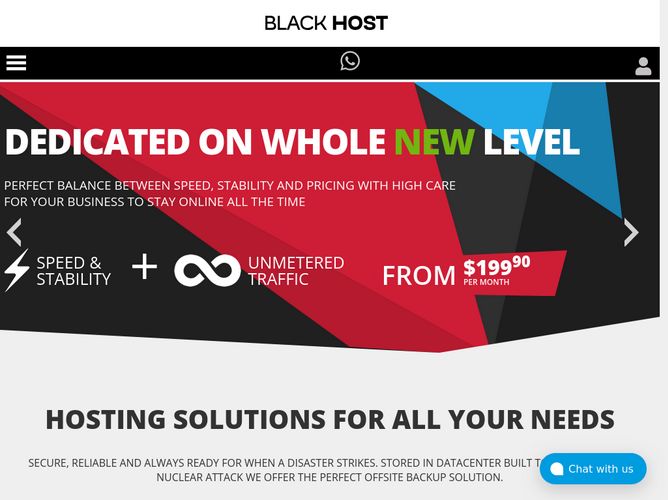 The website screenshot for https://black.host