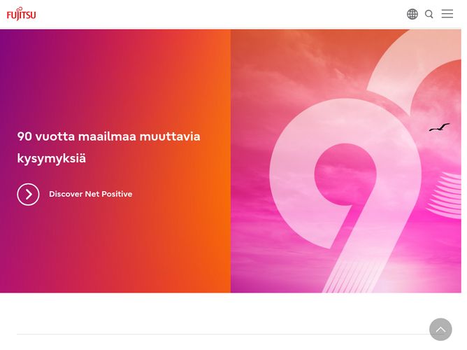 The website screenshot for https://global.fujitsu/fi-fi