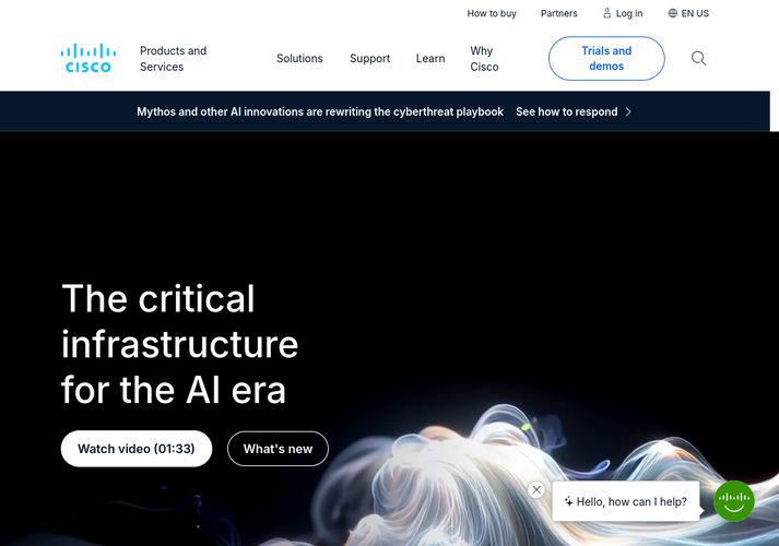 The website screenshot for http://cisco.com