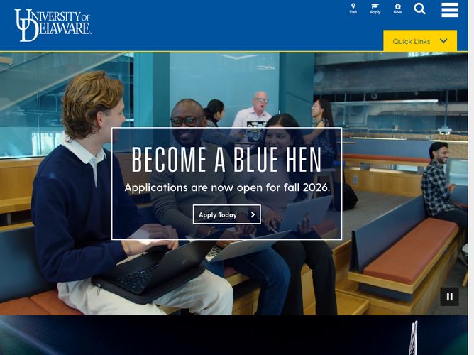 The website screenshot for https://www.udel.edu/