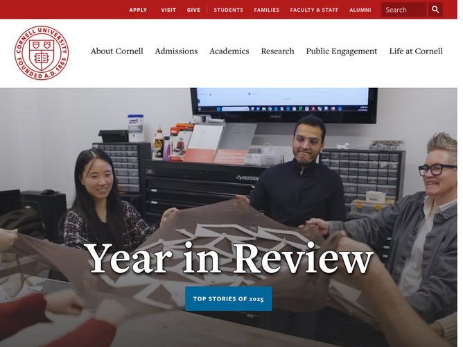 The website screenshot for http://cornell.edu