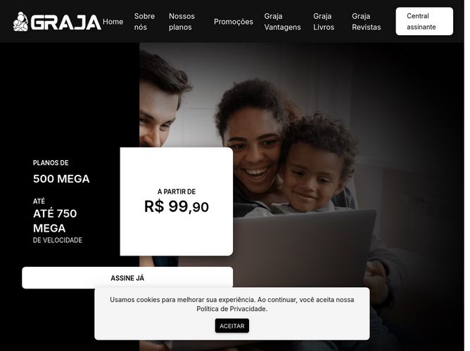 The website screenshot for http://www.grajafibra.com.br