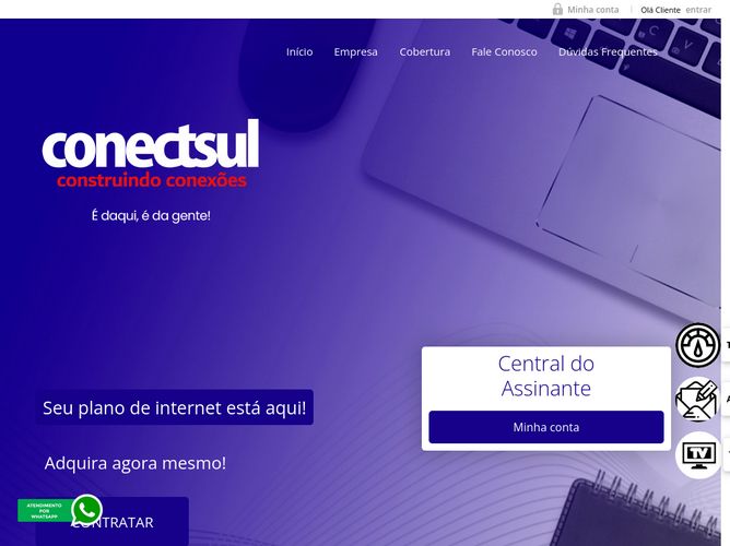 The website screenshot for https://www.conectsul.com.br/