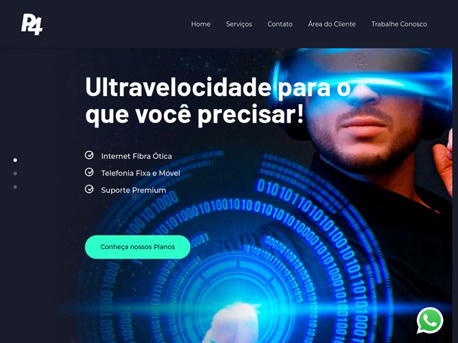 The website screenshot for https://p4telecom.com.br/