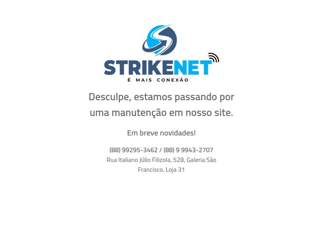 The website screenshot for https://strikenet.net.br