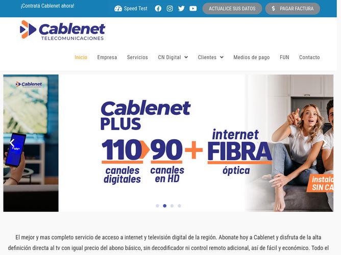 The website screenshot for http://www.cablenet.com.ar/