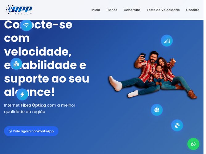 The website screenshot for https://www.rpptelecom.com.br/