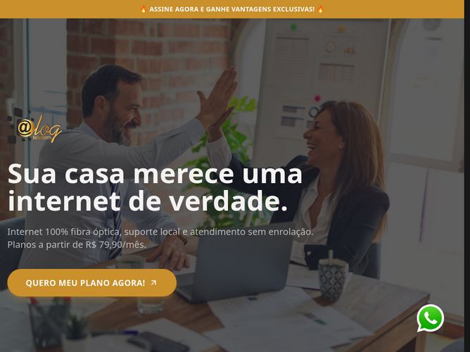 The website screenshot for http://www.alogtelecom.com.br