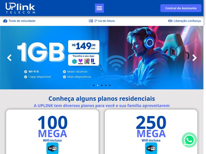 The website screenshot for http://www.uplinkbrasil.com.br/