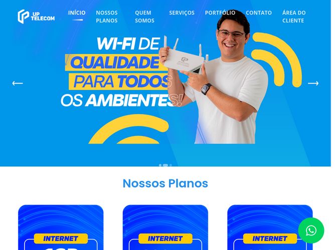 The website screenshot for https://www.uptecnologia.net.br