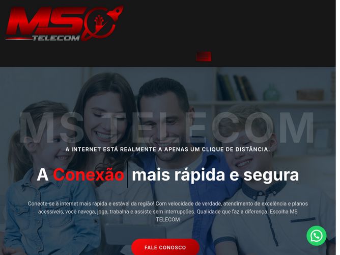 The website screenshot for http://msnettelecom.com.br