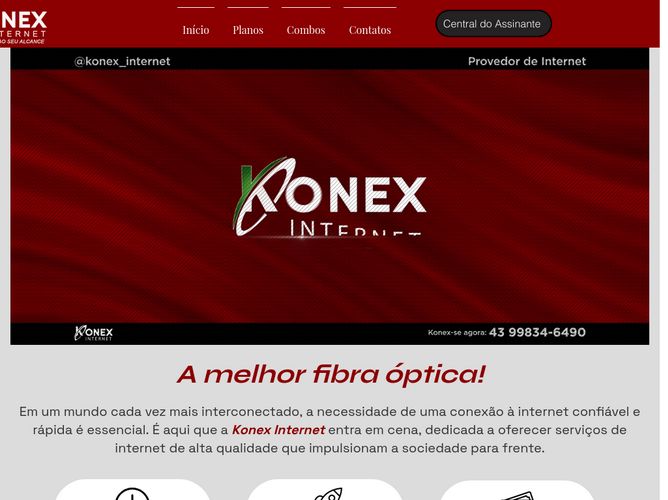 The website screenshot for http://www.konexinternet.com.br