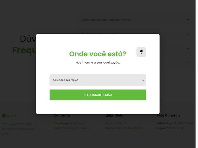 The website screenshot for http://www.7linkinternet.com.br