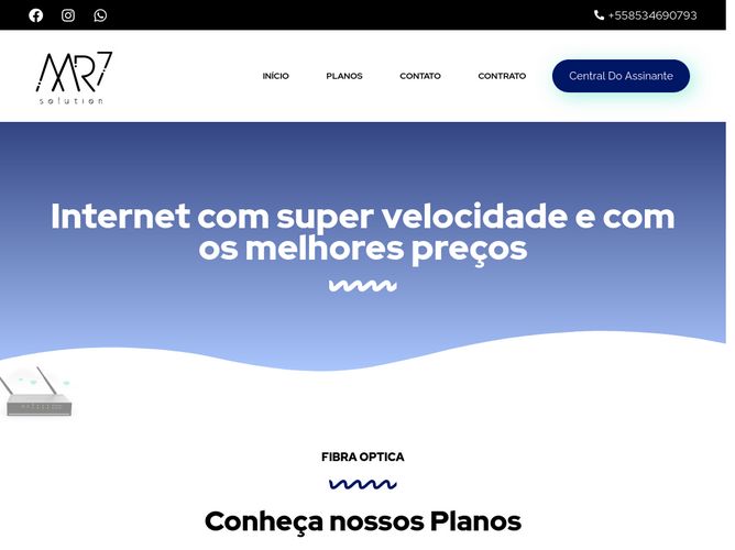 The website screenshot for http://www.mr7telecom.com.br