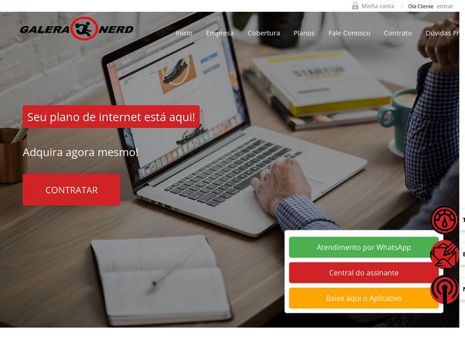 The website screenshot for http://www.galeranerdfibra.com.br