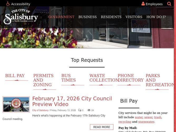 The website screenshot for http://salisburync.gov