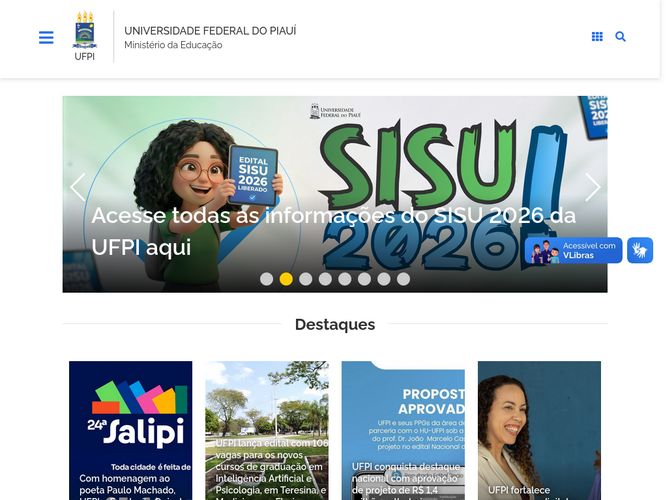 The website screenshot for https://www.ufpi.br/